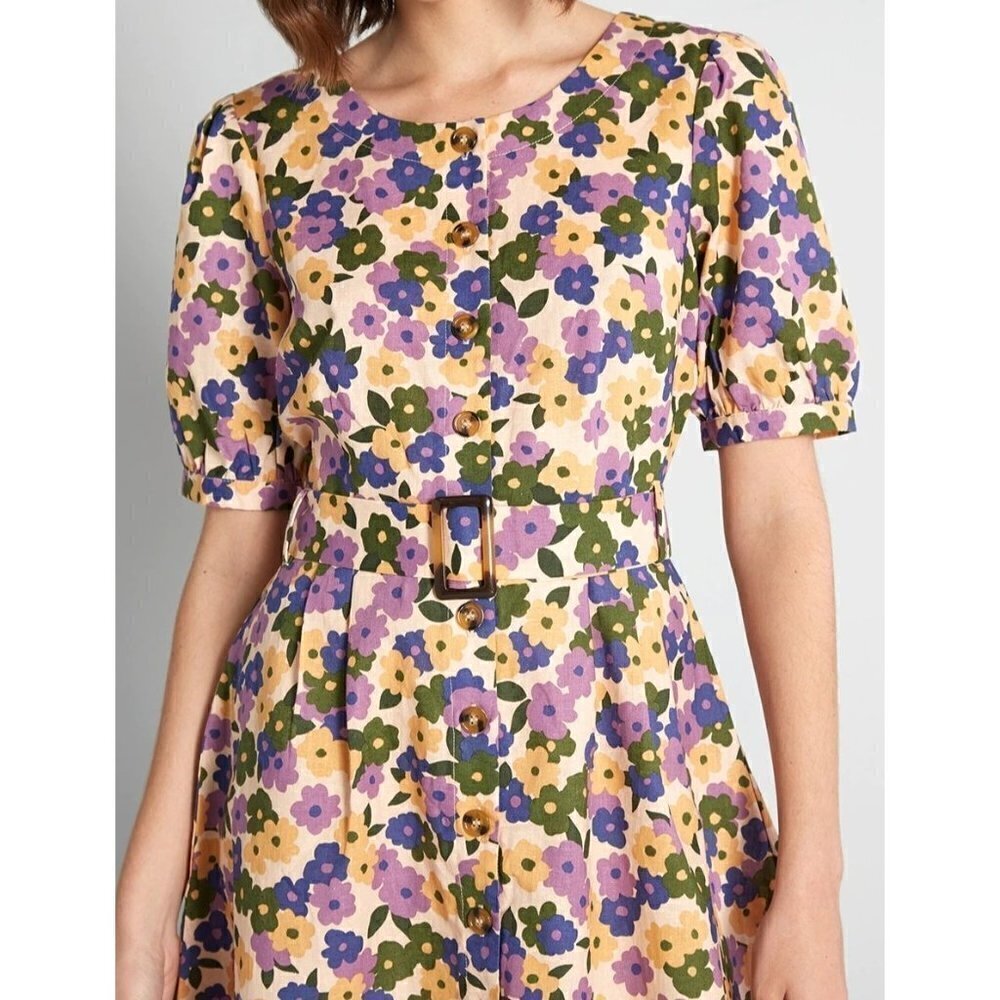 Beautiful Preppy Boldest Blooms Floral Printed A-Line Sun Dress Size US 2 - Picture 4 of 5